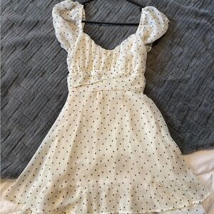 Elegant White Polka Dot Mini Dress